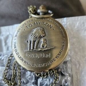 New Father and son Lion and Cub Pocket Watch